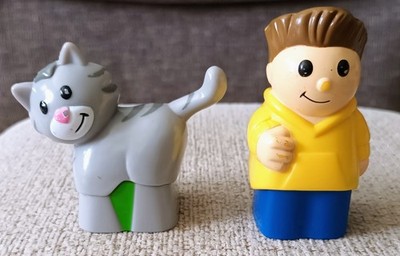 Vintage Mega Bloks gestreifte Cat & Boy Figuren - 1993 - siehe Beschreibung unten