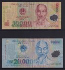 Vietnam Banknote 2006 Issued $10,000 and $20,000 Two notes, Polymer, Circulated