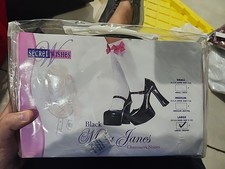 Black Mary Janes Shoes WOMAN LARGE 9-10 Holloween BY SECRET WISHES