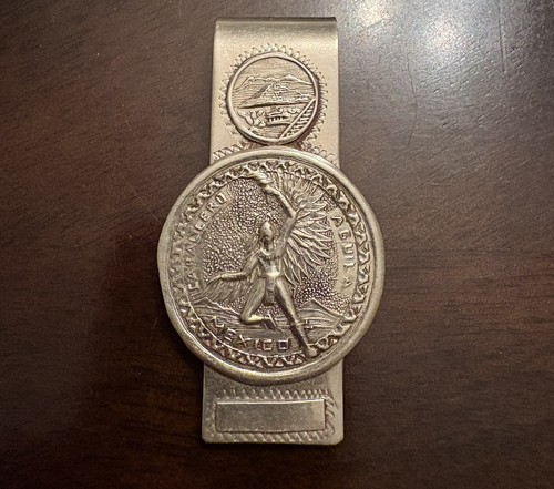 VTG Mexico Alpaca Silver Money Clip Hand Engraved Native Warrior Tribal
