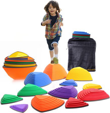 Stepping Stones for Kids 12Pcs Obstacle Courses Play Indoor Outdoor, Full Rubber