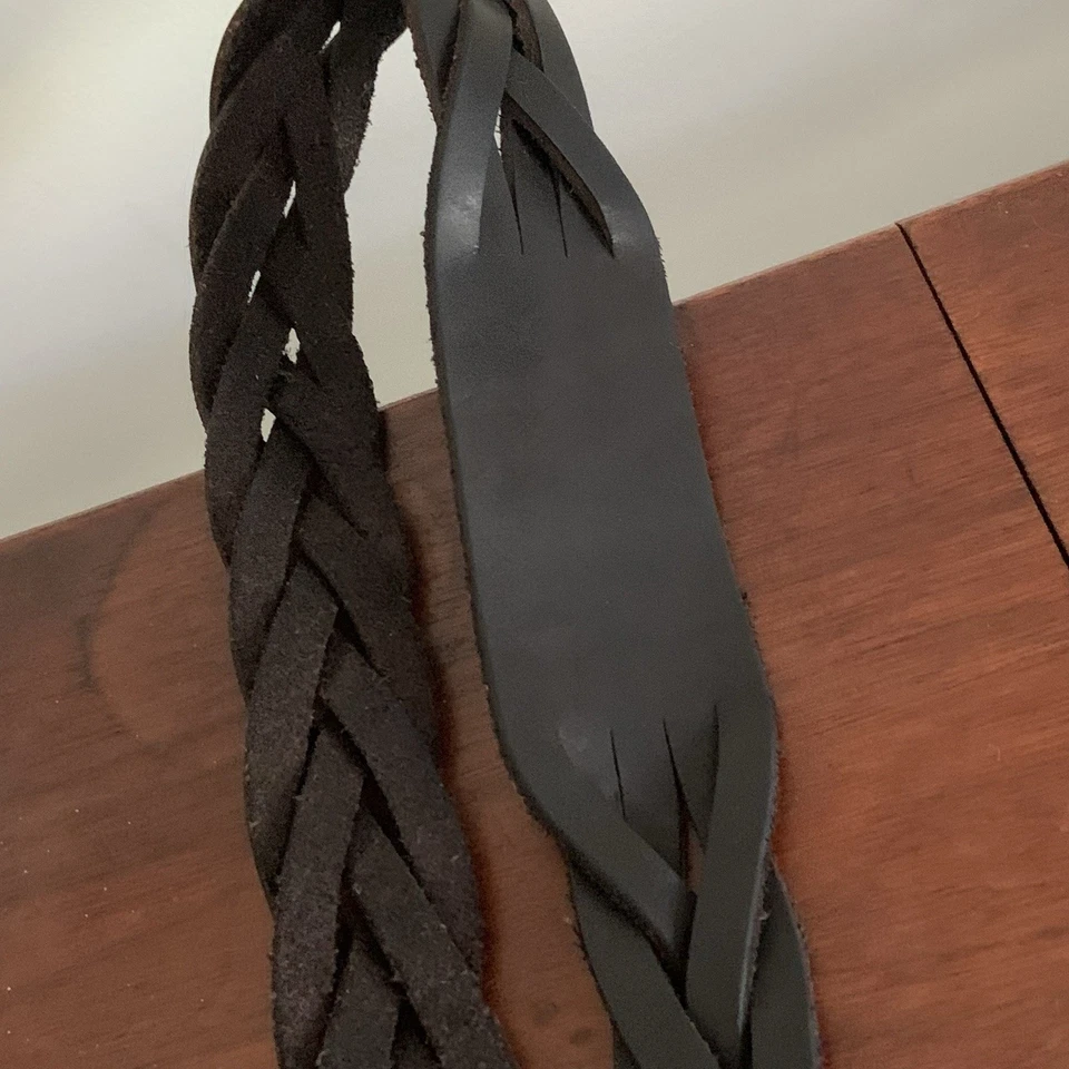 Gap черный кожаный плетеный ремень с твердой латунной пряжкой размер 32 и 1,75 дюйма в ширину - Изображение 3 из 4