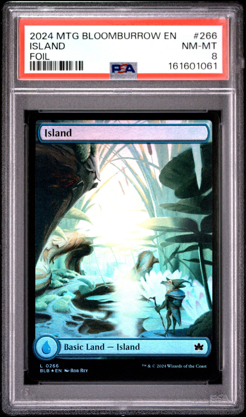 2024 MAGIC THE GATHERING BLOOMBURROW FOIL #266 ISLAND PSA 8