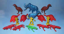 Vintage 1960s MPC Multiple Prehistoric Play Set Plastic Dinosaurs and Cavemen