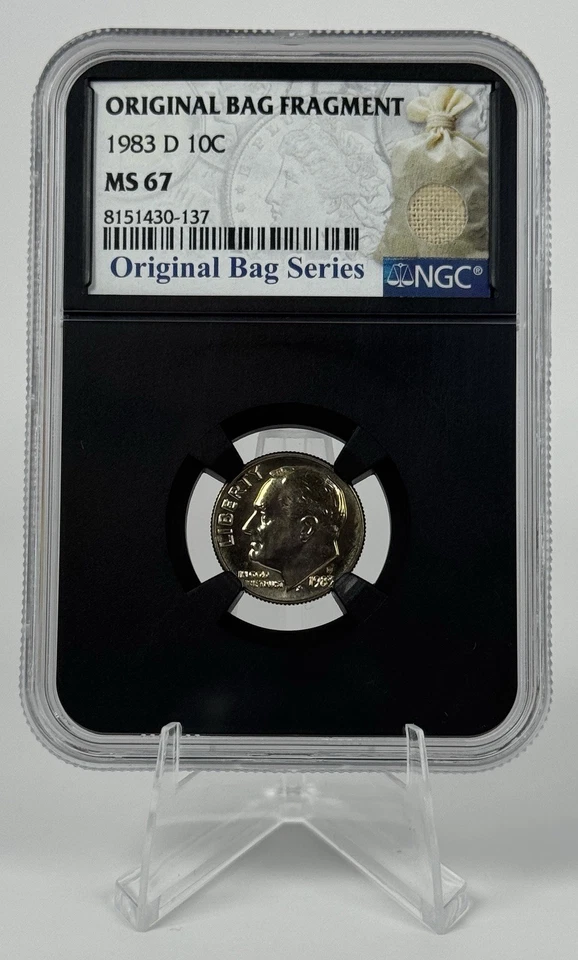 1983-D Roosevelt Dime 10c NGC MS67 Original Bag Fragment BU DDO DDR Brilliant - Image 3 of 4