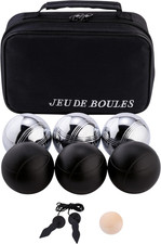 - 010207 - Set Boules, 6 Pezzi, Nero/Argento - Boules - Giochi Da Giardino, Gioc