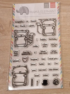 Mama Elephant Three Amigos Katze Fuchs Clear Stamp Klarsicht Stempel Set wie NEU