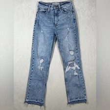 Abercrombie  Fitch Size 25 Ultra High Rise Ankle Straight Distressed Blue Jeans