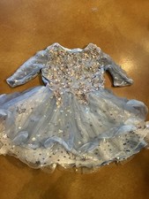 Vintage Handmade Pageant Blue White Lace Girls Dress 6 Layers Netting