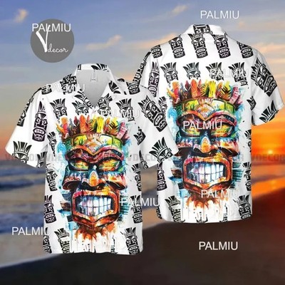 Tiki Face Hawaiian Shirt Mens Womens Beach Party Aloha Summer