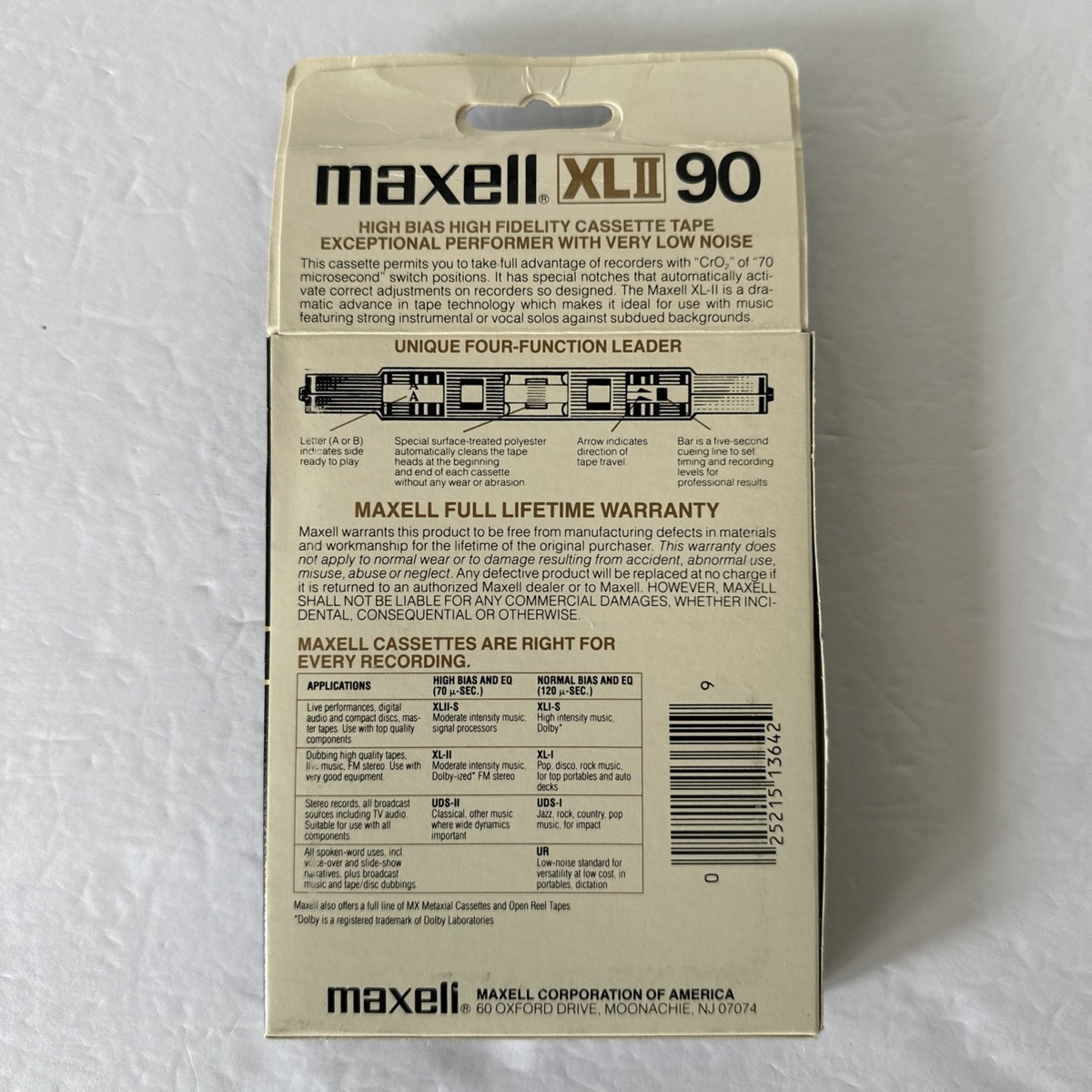 New Sealed Maxell XLII 90 Extra Fine Epitaxial Type II Cassette