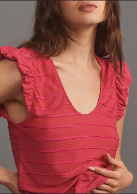 Anthropologie Pom Pom Bubble Sleeve Pink Tank Top Shirt XS New NWT SOLD OUT HTF