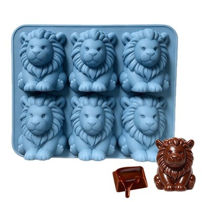 6 Cavities 3D Male Lion Easy Release Fun Ice Cubes Trays For Whiskey, Cocktail