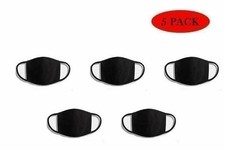Face Mask 5 Pack Black Reusable Cover Cotton Triple Layer Washable Protection