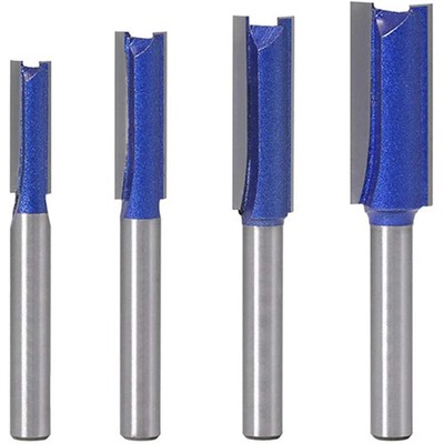 4Pcs Straight Cut Router Bits 1/4-Inch Shank Double Flute Straight Router Bit Se