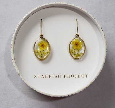 Starfish Project Resin Yellow Flower Oval Earrings SV3 14k Gold-Plated One Size