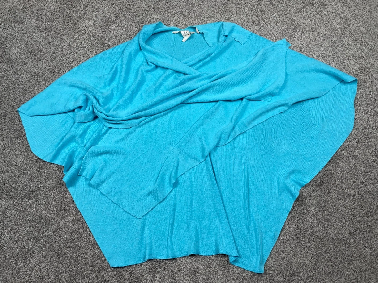 Soft Surroundings Sweater Womens One Size Blue Wrap Cape Poncho Soft Lagenlook