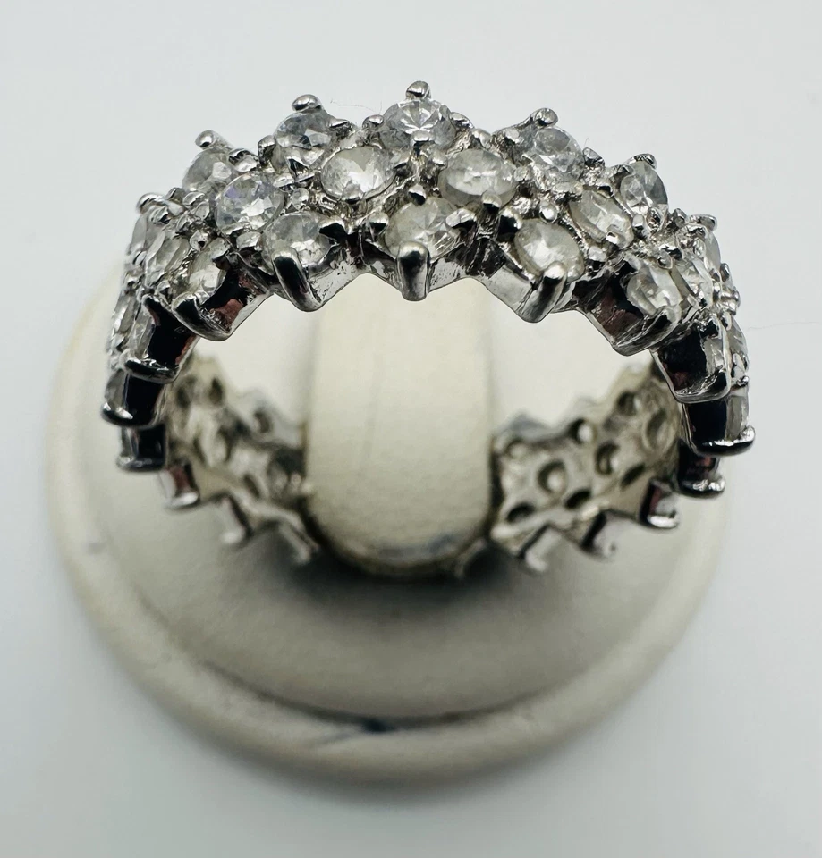 Anello A Fascia In Argento 925 Con Zirconi Bianchi Peso 5,0gr Misura 17 - Immagine 4 di 4