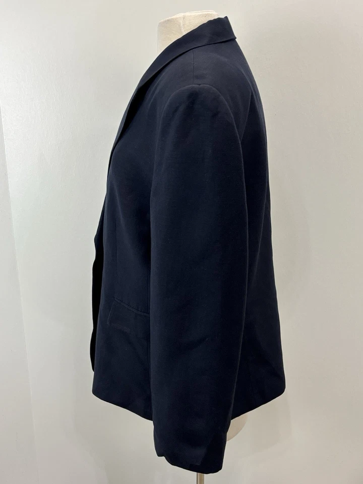 Tahari Arthur Levine 2 Pc Pant Suit Sz 18 Women’s Navy Jacket Linen Blend Career - Image 3 of 4