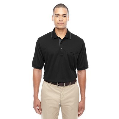 New Core 365 North End 88222 Mens Performance Polo Black Carbon Tip Collar Large