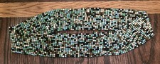 Vintage 80s Hand Beaded Seed Bead Stretch Belt Aztec Multicolor One Size