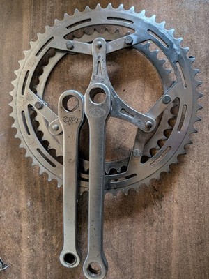 Tretlager Doppelplatten 52/40 Zähne Stahl verchromt Fahrrad alt Vintage Marke CRP