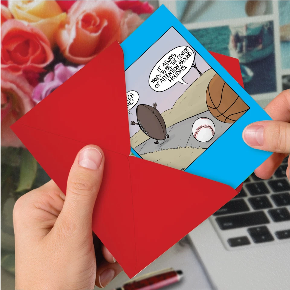 1 Divertida Tarjeta de Papel de Navidad con Sobre - Felices Fiestas Fútbol Atención Foto 4 de 4