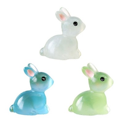 10pcs Luminous Easter Bunny Glowing in Dark Rabbits Ornament for Micro Landscape