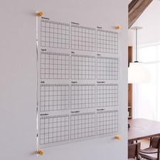 Guardmate YEAR Calendar Acrylic Dry-Erase Board 28" x 40" Wall-Mount w Markers