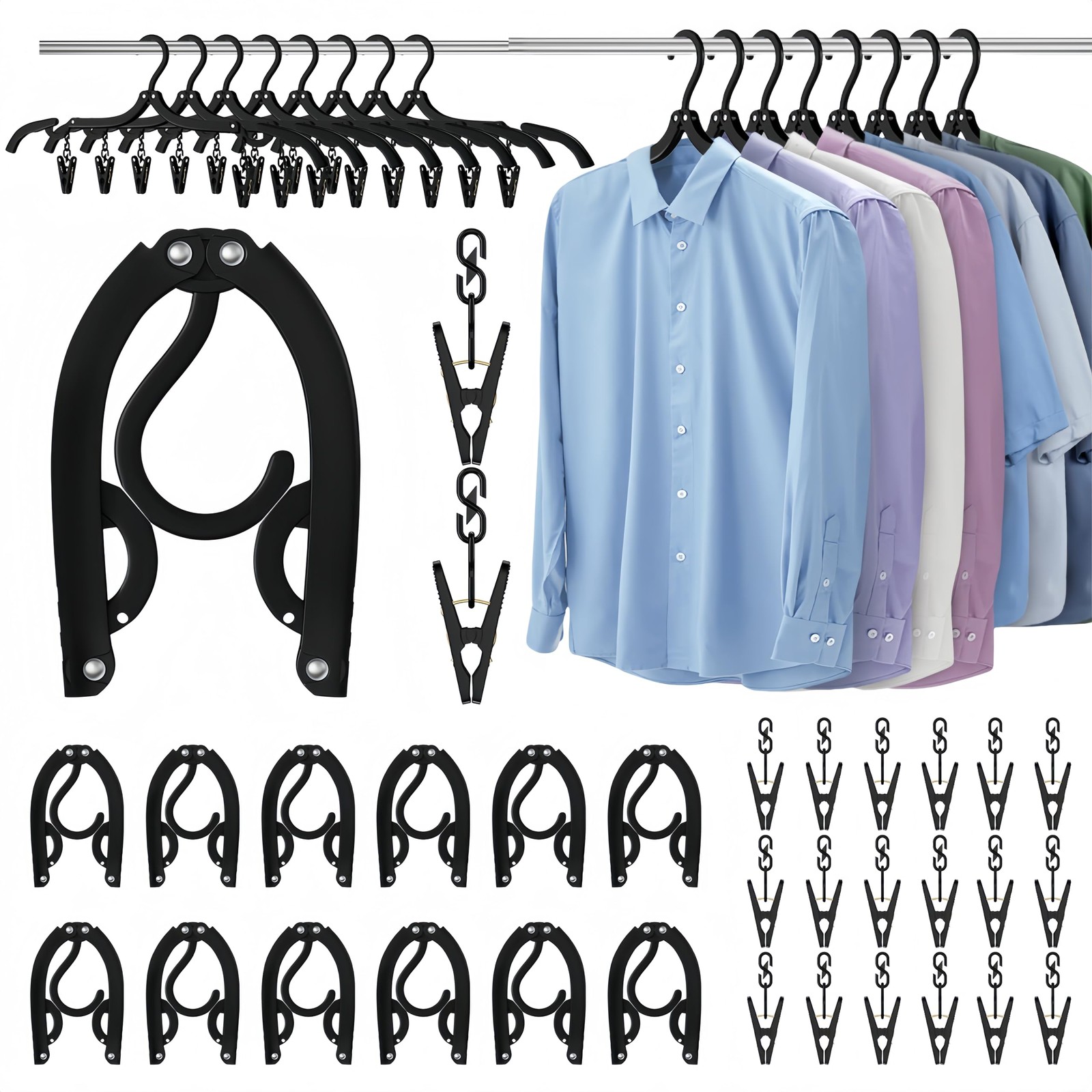 12Pcs Portable Travel Hangers for Cruise Ship Essentials 2026 with 24 Clips, ...