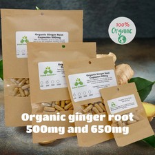 USDA Certified Organic Ginger Root Zingiber officinale 500mg and 650mg