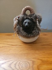 Vintage Native American Ceramic Wedding Vase / Bear Face Wedding Vase