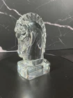 VTG STEUBEN CRYSTAL EQUESTRIAN FIGURAL HORSE HEAD~PAPERWEIGHT/SCULPTURE