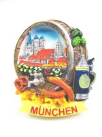 MüNchen Magnet Poly Souvenir Germany Marienplatz Bierkrug Moaß Brezel Faß