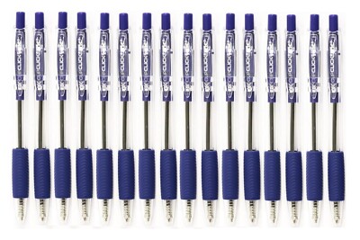 Inc  Clip Clicks  Retractable Ball Point Pens 1.0mm 16 Pens ~ Blue Ink