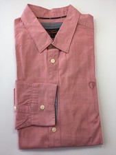 Ben Sherman Men Dress Shirt Red Large 100 Cotton Long Sleeve