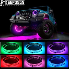 For JEEP Wrangler Rubicon JL JKU 4PCS 17.5" RGB LED Illuminated Wheel Ring Light