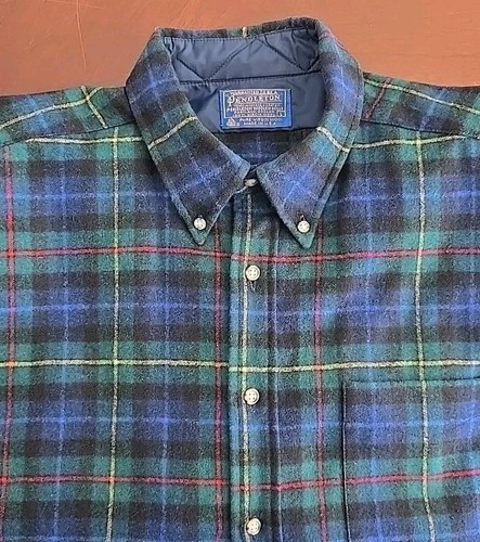 Camicia Pendleton Fireside anni 80 lana vergine SMITH TARTAN blu verde grande flanella - Foto 5 di 7