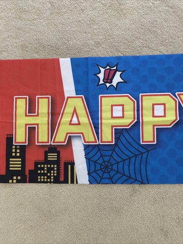 Spiderman Banner Happy Birthday Sign Very Large! 10 x 1.5 FT. - Picture 7 of 10