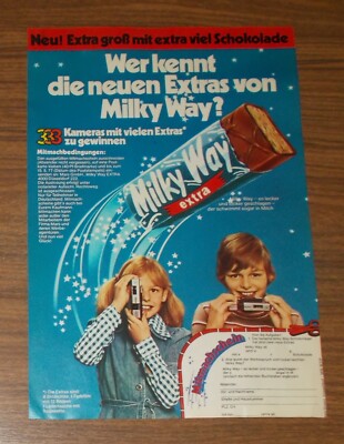 Seltene Werbung MILKY WAY EXTRA - Extra groß mit extra viel Schokolade 1977