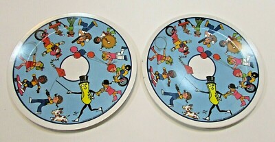 2 Vintage 1980 Mr Peanut Planters Kids INHP Artisan Ware Melamine Plates FREE SH