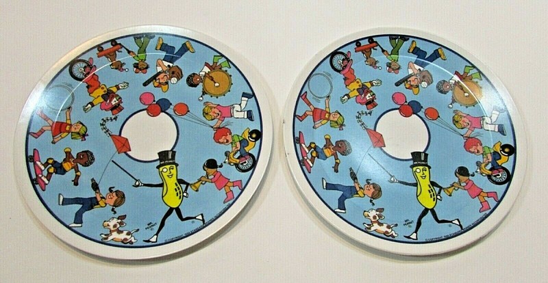 2 Vintage 1980 Mr Peanut Planters Kids INHP Artisan Ware Melamine Plates FREE SH