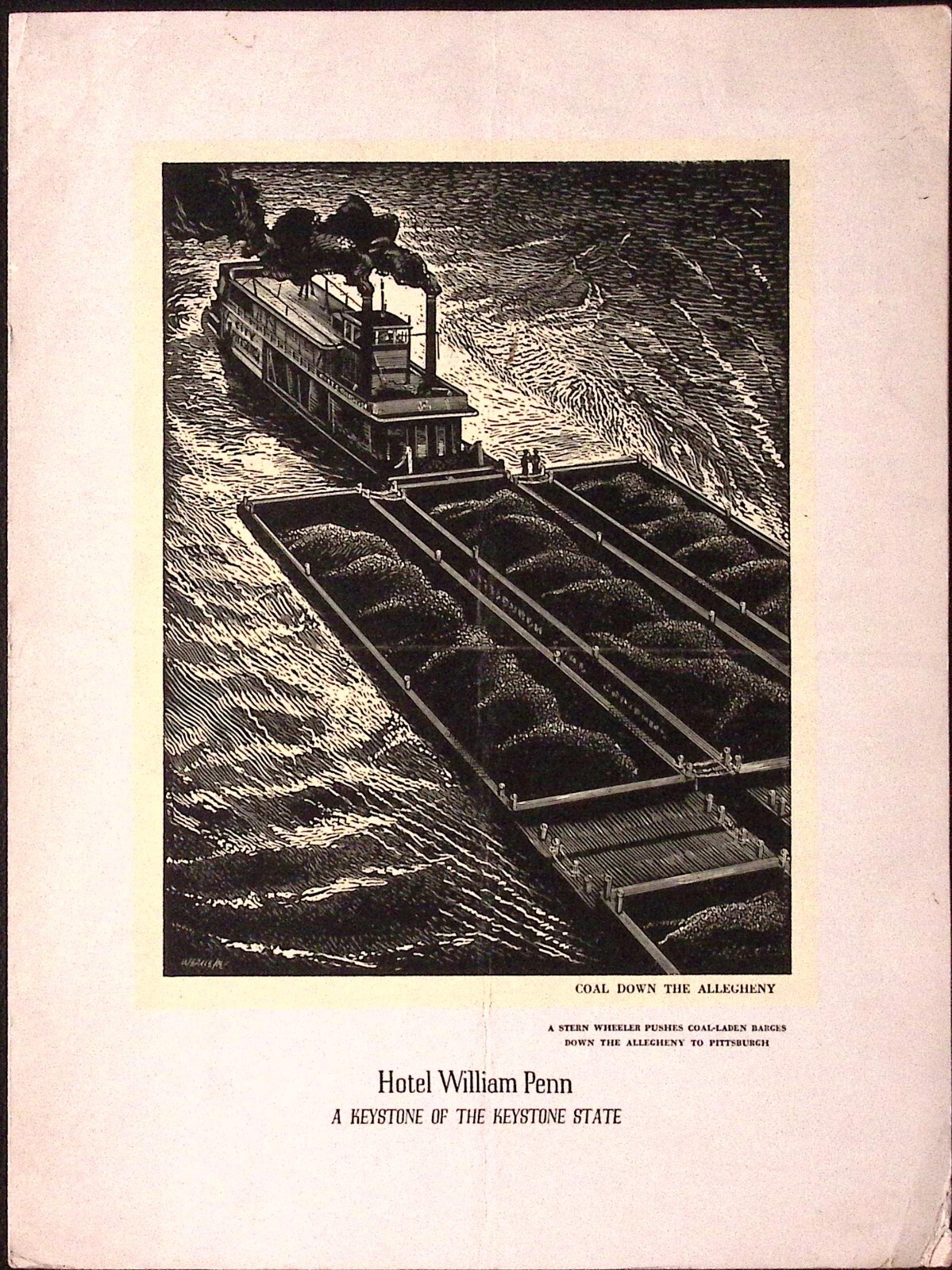 c1950s William Penn Hotel Dinner Menu A Keystone of the Keystone State Coal Mine
