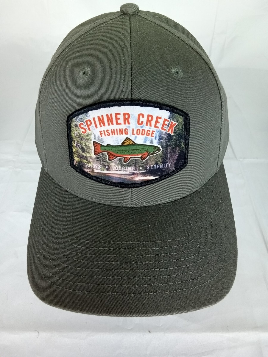 帽子 Creek Anglers logo cap Olive Spinner Creek Fishing Lodge Logo Patch Mens Olive Snapback