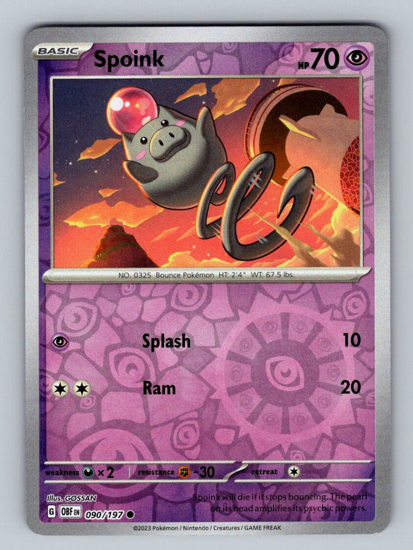 Pokemon Scarlet & Violet - Obsidian Flames #90 Spoink Reverse Holo (NM/MINT)
