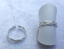 Adjustable Sterling Silver Braid Toe/Pinky/Finger Ring 925 - 170A7