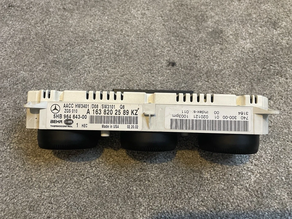 A1638202589KZ Mercedes ML W163 Heater AC Control Panel A 163 820 25 89 KZ - Image 2 of 3