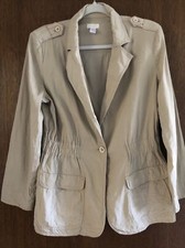 chicos 1 jacket linen blend beige coastal cottage core