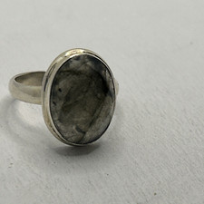 Sterling Silver Light Green Stone Faceted Solitaire Ring Size 9 925