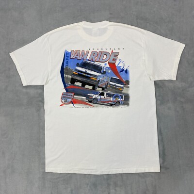 Vintage Hanes BOB BONDURANT VAN RIDE T Shirt Large White Two-Sided Phoenix AZ